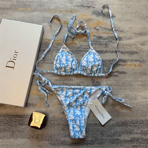 christian dior blue swimsuit|dior oblique bikini.